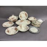 Items of Royal Doulton Sherbourne pattern dinner ware including meat plate, three dinner plates, two