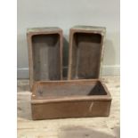 Three salt glazed terracotta troughs, rectangular, approximately 76cm wide by 41cm deep and 26cm