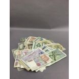 A small quantity of foreign bank notes, Italy, Germany, two small bank notes for one Franc issued by