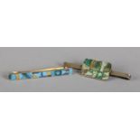 TWO ENAMELLED ON SILVER 'FOUR SEASONS' TIE SLIDES BY DAVID ANDERSEN, 'Summer' set with cloisonné