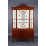 AN EDWARD VII MAHOGANY AND SATINWOOD BANDED BREAKFRONT DISPLAY CABINET by Robson & Sons Ltd,