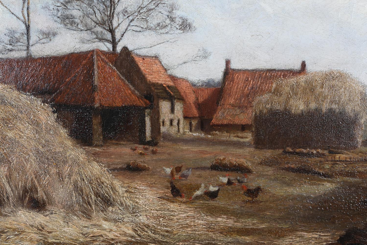 *COLE (Late 19th century), Farmyard with hayricks and chickens, oil on canvas, signed and dated ( - Image 3 of 4