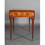 AN EARLY 19TH CENTURY MAHOGANY PEMBROKE TABLE, crossbanded in rosewood with boxwood and ebony