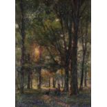 ARR HERBERT ROYLE (1870-1958), Picking Bluebells, oil on canvas, signed, 56cm x 41cm