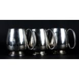 21ST HUSSARS: A SET OF THREE LATE 19TH CENTURY INDIAN SILVER TROPHY MUGS of ovoid form with 'C'