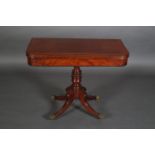 A VICTORIAN MAHOGANY AND SATINWOOD BANDED TEA TABLE with boxwood and ebony stringing, having a