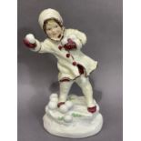 A Royal Worcester figure December modelled by G Doughty, no. 3458, black printed mark to