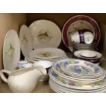 A Wedgwood fish set comprising six plates and two serving plates, together with a Elizabeth II