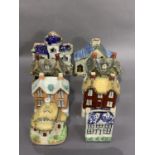 Eight 19th century and later Staffordshire cottages and money boxes, with faults