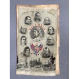 A rare Victorian stevengraph woven with Victoria surrounded by members of her parliament and