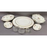 Two Royal Worcester Viceroy meat dishes, a floral decorated china soup tureen and matching vegetable