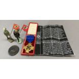 Germany Faithful Service medal (40 year) in box of issue plus badge and two enamelled flags etc