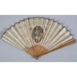 The New Gipsy Fan, c 1805, wood fan, the paper leaf printed and hand coloured on the recto. Entitled