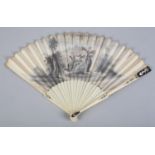 A good quality early 18th century ivory fan, the guards piqué with a delicate design, thumb guards