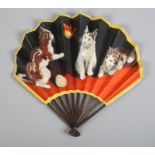 The Haymarket Kit Cat Club: An amusing early 20th century paper advertising fan in fontange form