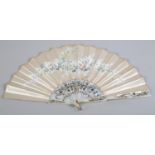 A boxed 1880's fan retailed by Duvelleroy, signed as such on the verso and in the original box