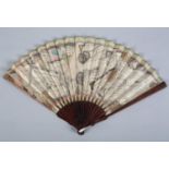 C1791/92, a French Assignat fan, the double paper leaf mounted on darkly stained slender wood sticks