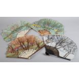 A series of four original handmade bobbin lace fan leaves of fontange form by Ann Collier, 20th