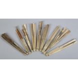 A quantity of 18th century ivory fan montures for spares or repairs, without a leaf or with