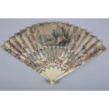 The bagpipe payer: an early 18th century ivory fan showing a bagpipe player and his lady in a