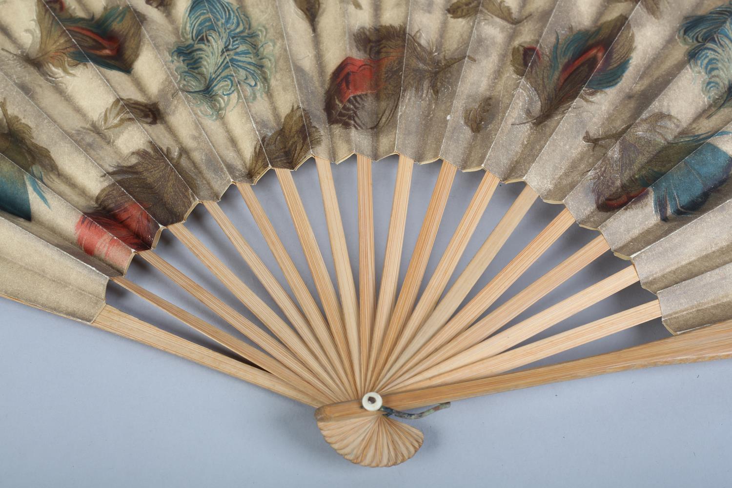 C 1890's, two large and attractive folding fans, the first with pierced bone monture, the cream silk - Image 3 of 10