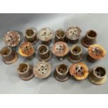 A box of Victorian salt glaze sink drain heads, approximately 8.5cm diameter by 7cm high, (17)