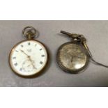 A late 19th century open faced silver fob watch, together with a George V pocket watch by Limit in a