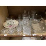 Cut and moulded glass including flower vases, fruit bowls, sundae dishes, wine and sherry glasses,