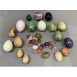 A collection of agate and other eggs