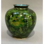 A modern cloisonné vase in shades of green, 16cm high
