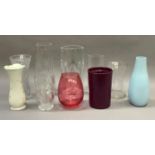 Various glass and pottery vases
