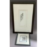Bob Bowdidge, two black and white prints of cats, one titled 'Scaredy Cat' signed and titled in