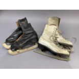 Two pairs of early 20th century ice skating boots