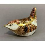 A Royal Crown Derby Wren paperweight with silver button