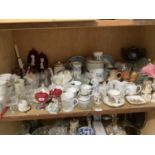 Blue and white dinner and tea service, commemorative mugs, cups and saucers and trinket dishes,