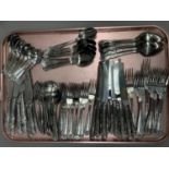 A suite of King's pattern stainless steel cutlery comprising twelve dinner forks, twelve dinner