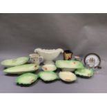 Various Beswick and other leaf moulded plates and serving dishes, Elizabeth II commemorative ware,