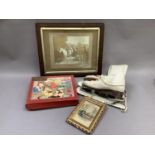 A Walt Disney 'Trois Petites Cochons' cube picture game, boxed, together with a hand tinted book