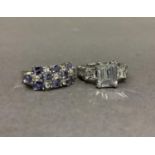 A silver dress ring cluster set with tanzanite and cubic zirconia together with a dress ring in