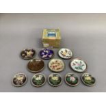 A set of six 20th century Chinese cloisonné saucer dishes, enamelled with six floral designs. peony,