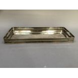 A plated on copper two handled galleried tray with gadroon rims, rectangular outline, 51cm by 23.5cm