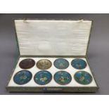 A set of eight 20th century Chinese cloisonné saucer dishes each one representing a different