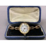 A George V Lady's wristwatch by Harrison of Liverpool in 9ct rose gold case no. 428 swiss 17