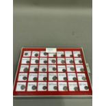 Lindner tray containing 35 late Roman coins