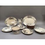 Victorian dinner ware of Simoda pattern by T. Till and Sons comprising two meat dishes, muffin