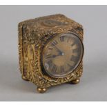 A LATE VICTORIAN SILVER GILT CASED BOUDOIR CLOCK, retailed by Leuchers, London, rectangular,