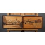 CHARLES SPINDLER (French 1865-1938), Gambsheim, marquetry panels, a pair, incised signature,
