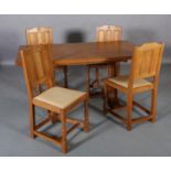 BOB HUNTER OF THIRLBY WRENMAN AN OAK REFECTORY DINING TABLE, rectangular, on octagonal and stiff