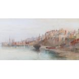 H MAX KRAUSE (1861-1931), Newlyn, Cornwall and Lyme Regis, Dorset, harbour scenes, a pair,