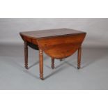 A VICTORIAN MAHOGANY EXTENDING DINING TABLE of oval outline having twin 'D' end drop leaves, two